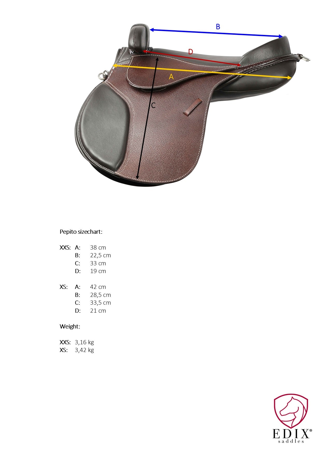 Edix Pepito zadel  Zwart | 10" en 12""