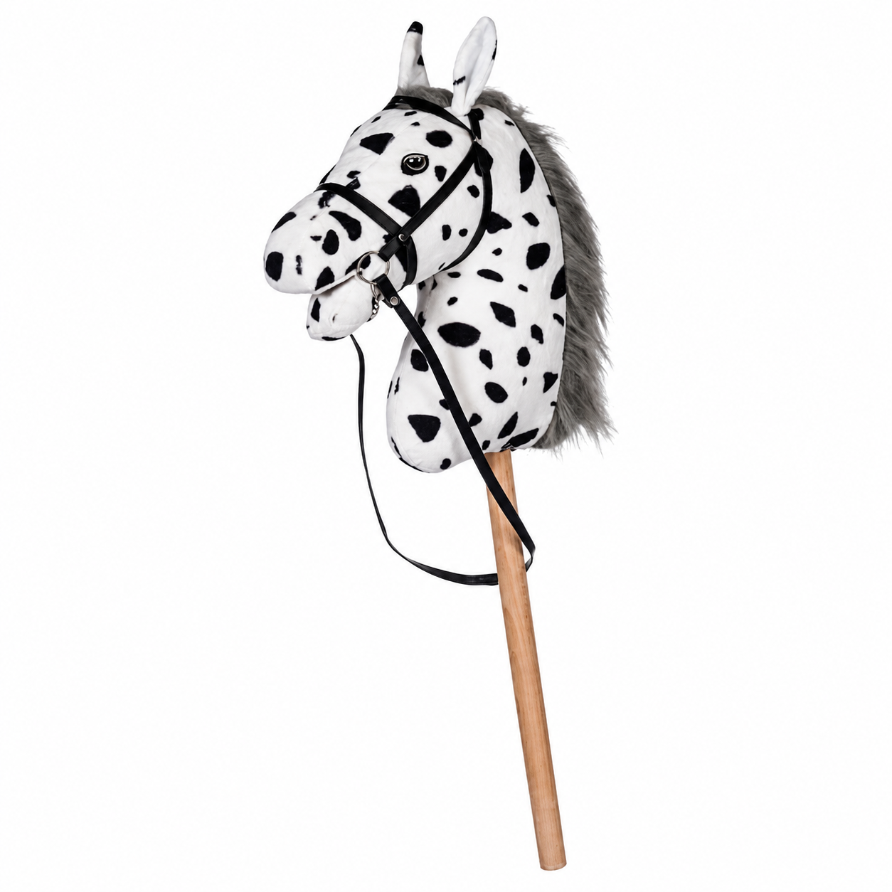 Hobbyhorse wit met zwarte stippen van hkm shop je bij Shetties. Pluche stokpaard met 40 cm stok. 
